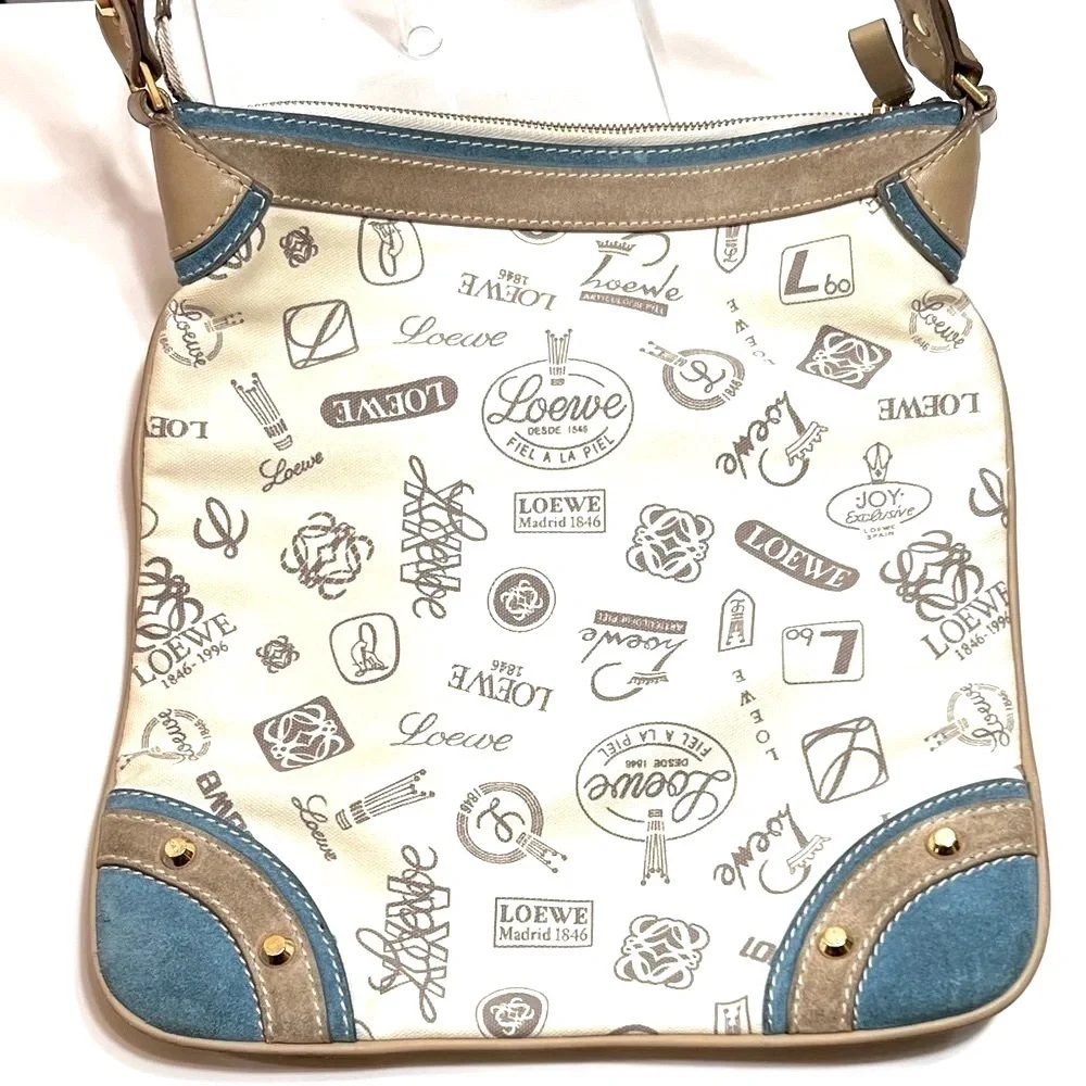 LOEWE RARE TAN AND TEAL 160TH ANNIVERSARY CANVAS CROSSBODY